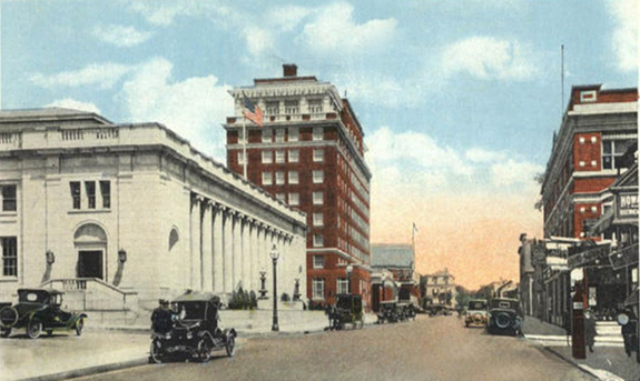 early 1900's Pleasant Street New BEdford - post office and new bedford hotel - www.WhalingCity.net