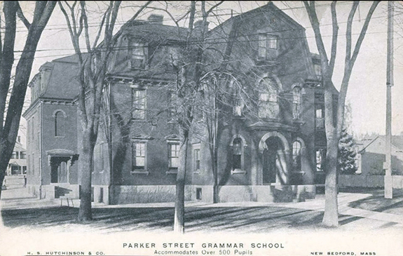 1906 image of the Parker Street Grammar School opened in 1853 - New Bedford, Ma. - www.WhalingCity.net