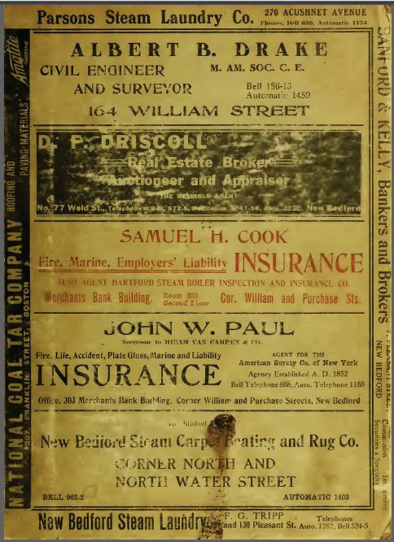 1907 New Bedford, Massachusetts  Directory - www.WhalingCity.net