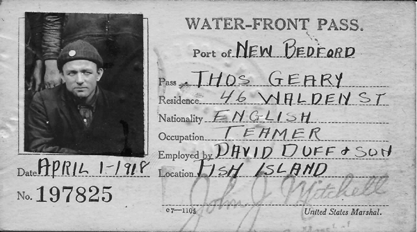 1918 Water Front PAss Thomas Geary - www.WhalingCity.net