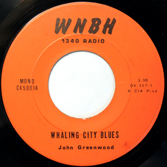 Image of 45 RPM record of WhalingCity Blues by John Greenwood WNBH dj - www.WhalingCity.net