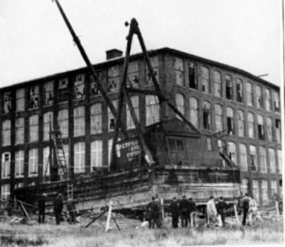 1938 hurricane barge on land near Coggeshall Street - www.WhalingCity.net